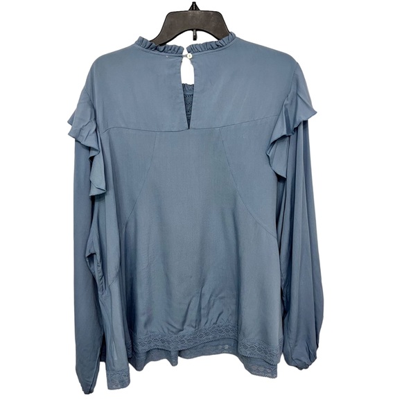 Grace & Karma Peasant Shirt Blue Long Sleeve Lightweight Womens Plus Size 1X - Picture 2 of 8
